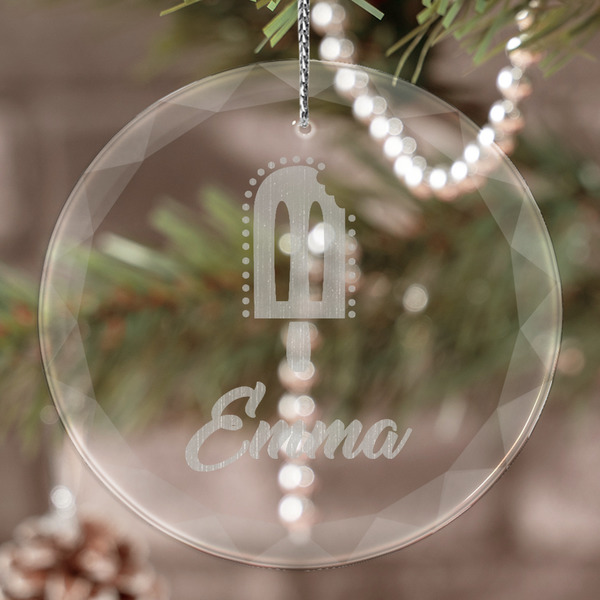 Custom Popsicles and Polka Dots Engraved Glass Ornament (Personalized)