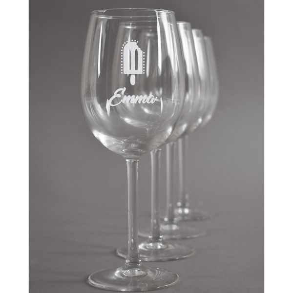 Custom Popsicles and Polka Dots Wine Glasses (Set of 4) (Personalized)
