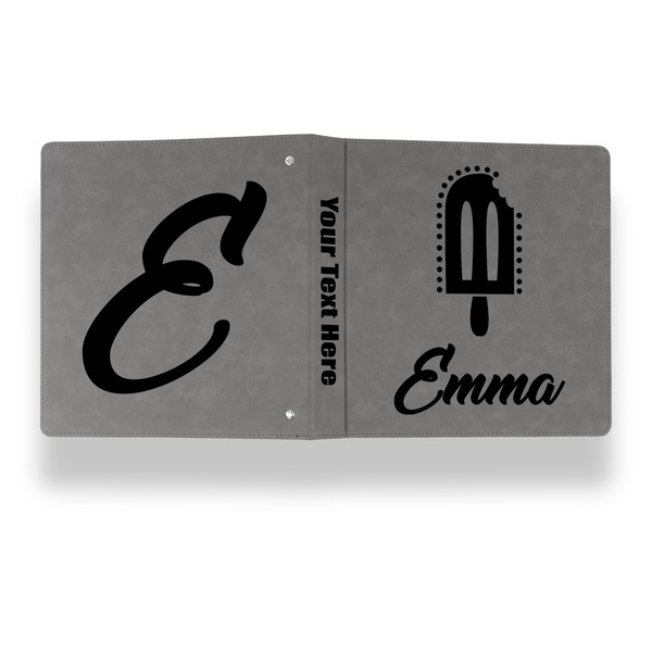 Popsicles and Polka Dots Leather Binder - 1" - Grey - Back Spine Front View