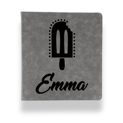 Popsicles and Polka Dots Leather Binder - 1" - Grey (Personalized)