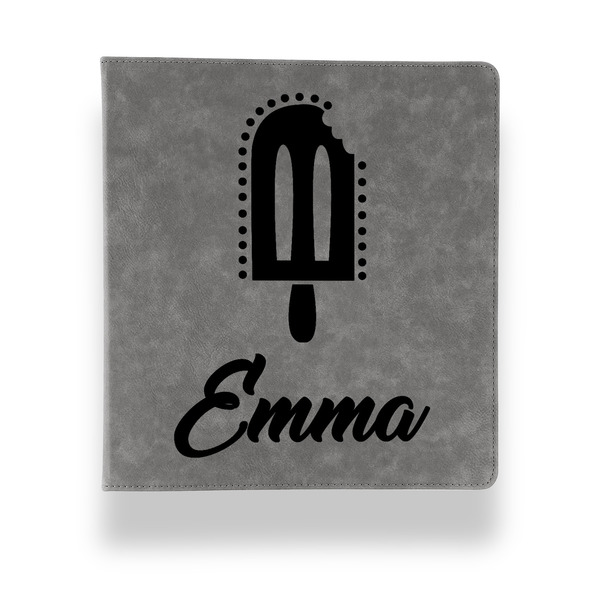 Popsicles and Polka Dots Leather Binder - 1" - Grey - Front View