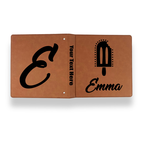 Popsicles and Polka Dots Leather Binder - 1" - Rawhide - Back Spine Front View