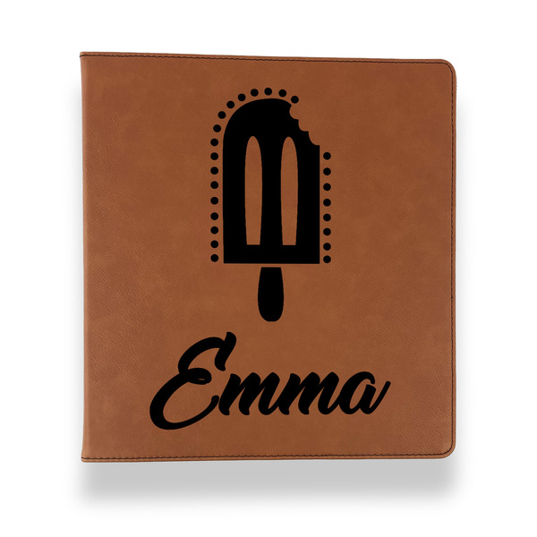 Popsicles and Polka Dots Leather Binder - 1" - Rawhide - Front View