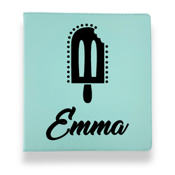 Popsicles and Polka Dots Leather Binder - 1" - Teal (Personalized)