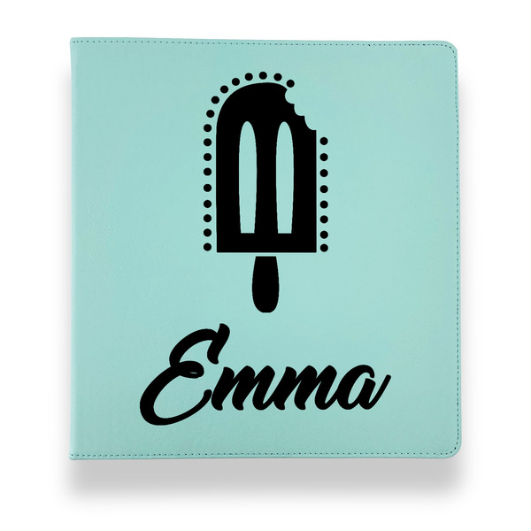 Custom Popsicles and Polka Dots Leather Binder - 1" - Teal (Personalized)