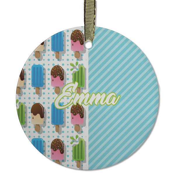 Popsicles and Polka Dots Frosted Glass Ornament - Round