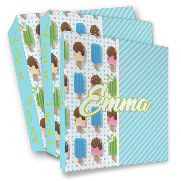 Custom Popsicles and Polka Dots 3 Ring Binder - Full Wrap (Personalized)