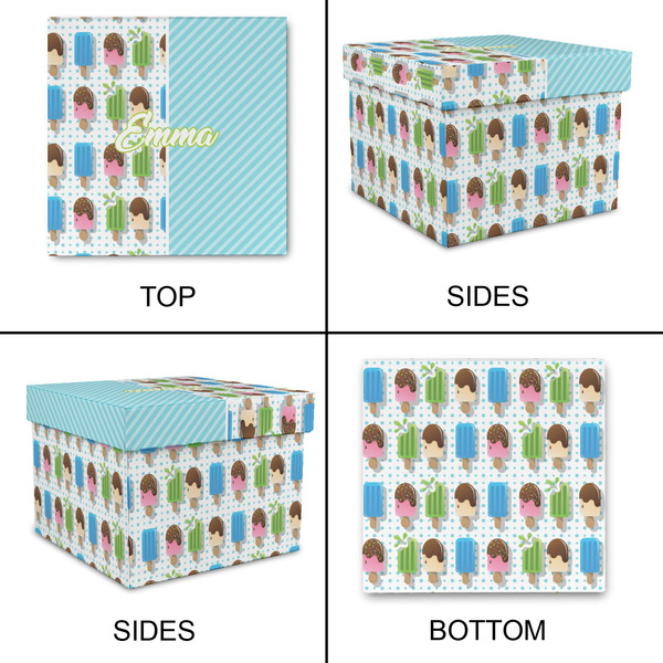Popsicles and Polka Dots Gift Boxes with Lid - Canvas Wrapped - Large - Approval