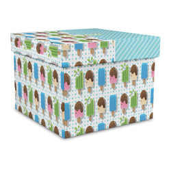 Popsicles and Polka Dots Gift Box with Lid - Canvas Wrapped - Large (Personalized)