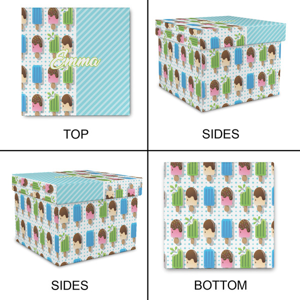 Popsicles and Polka Dots Gift Boxes with Lid - Canvas Wrapped - Small - Approval