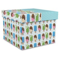 Popsicles and Polka Dots Gift Box with Lid - Canvas Wrapped - X-Large (Personalized)