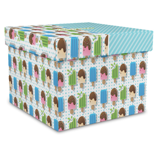 Custom Popsicles and Polka Dots Gift Box with Lid - Canvas Wrapped - X-Large (Personalized)
