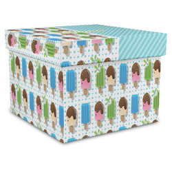 Popsicles and Polka Dots Gift Box with Lid - Canvas Wrapped - XX-Large (Personalized)