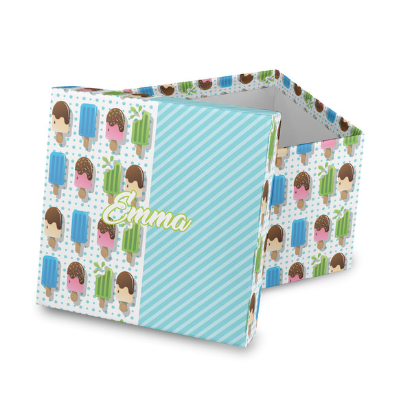 Custom Popsicles and Polka Dots Gift Box with Lid - Canvas Wrapped (Personalized)