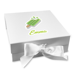 Popsicles and Polka Dots Gift Box with Magnetic Lid - White (Personalized)