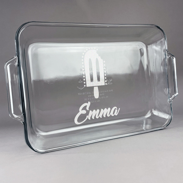 Custom Popsicles and Polka Dots Glass Baking Dish - 13in x 9in (Personalized)