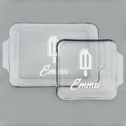 Popsicles and Polka Dots Set of Glass Baking & Cake Dish - 13in x 9in & 8in x 8in (Personalized)
