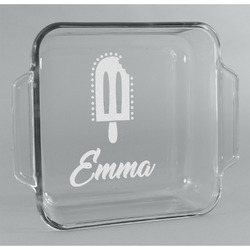 Popsicles and Polka Dots Glass Cake Dish - 8in x 8in (Personalized)