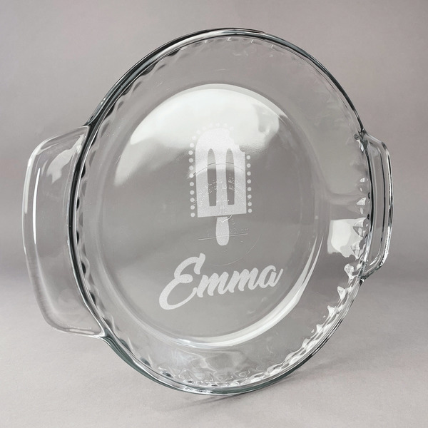 Custom Popsicles and Polka Dots Glass Pie Dish - 9.5in Round (Personalized)