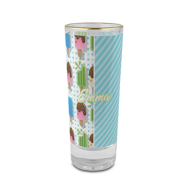 Custom Popsicles and Polka Dots 2 oz Shot Glass -  Glass with Gold Rim - Set of 4 (Personalized)