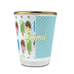Popsicles and Polka Dots Glass Shot Glass - 1.5 oz - with Gold Rim - Set of 4 (Personalized)