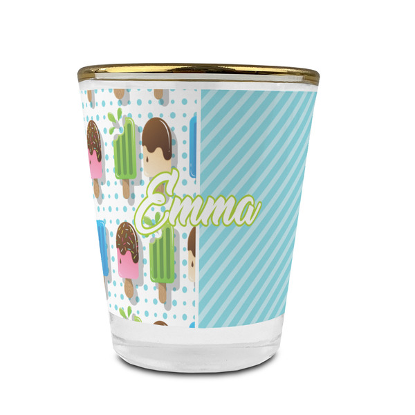 Custom Popsicles and Polka Dots Glass Shot Glass - 1.5 oz - with Gold Rim - Single (Personalized)