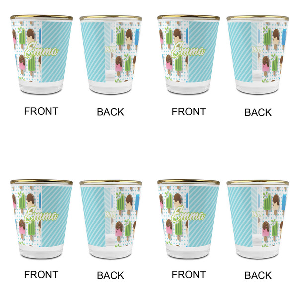 Popsicles and Polka Dots Glass Shot Glass - with gold rim - Set of 4 - APPROVAL