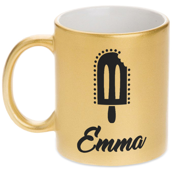 Custom Popsicles and Polka Dots Metallic Gold Mug (Personalized)