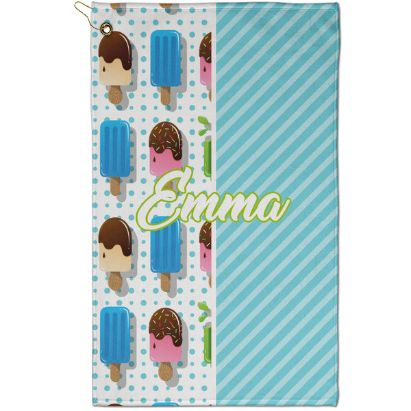 Custom Popsicles and Polka Dots Golf Towel - Poly-Cotton Blend - Small w/ Name or Text