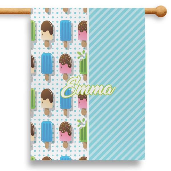 Custom Popsicles and Polka Dots 28" House Flag (Personalized)