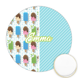 Popsicles and Polka Dots Printed Cookie Topper - Round (Personalized)