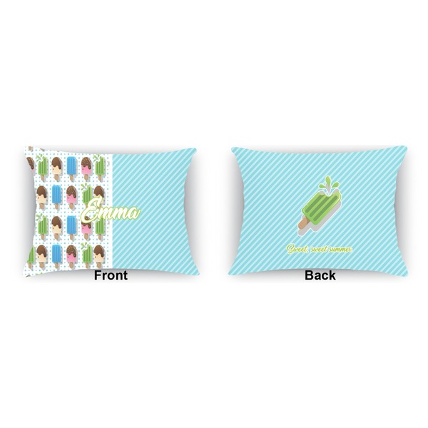 Popsicles and Polka Dots Indoor Rectangular Burlap Pillow (Front and Back)