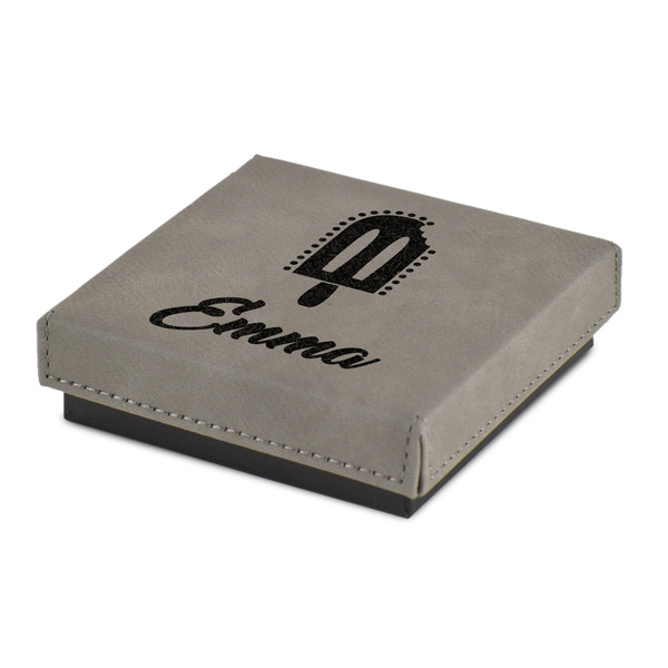 Custom Popsicles and Polka Dots Jewelry Gift Box - Engraved Leather Lid (Personalized)
