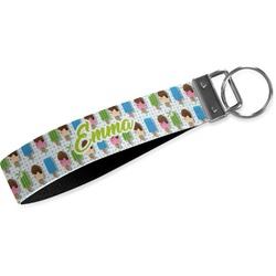 Popsicles and Polka Dots Wristlet Webbing Keychain Fob (Personalized)