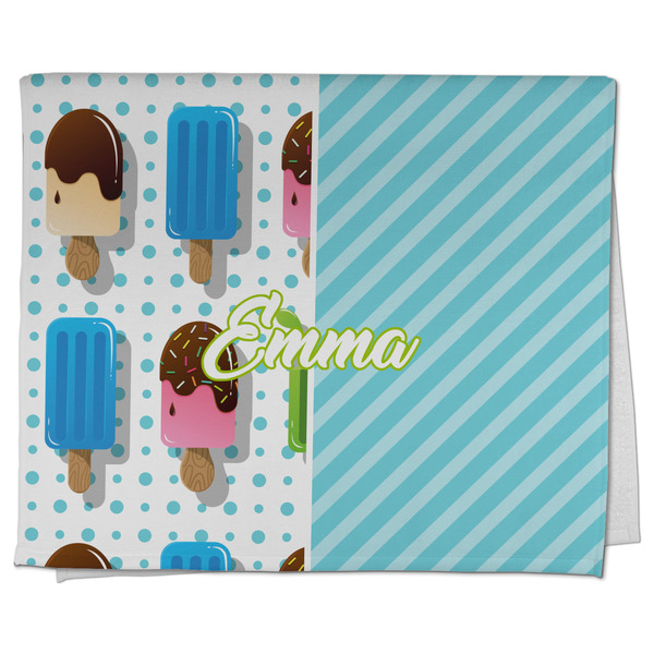 Custom Popsicles and Polka Dots Kitchen Towel - Poly Cotton w/ Name or Text