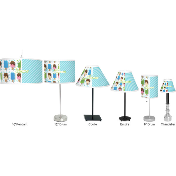 Popsicles and Polka Dots Lamp Full View Size Comparison