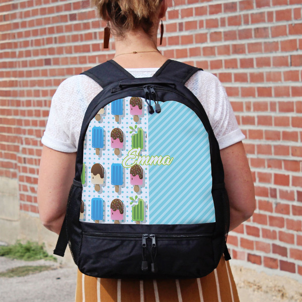 Popsicles and Polka Dots Large Backpack - Black - On Back