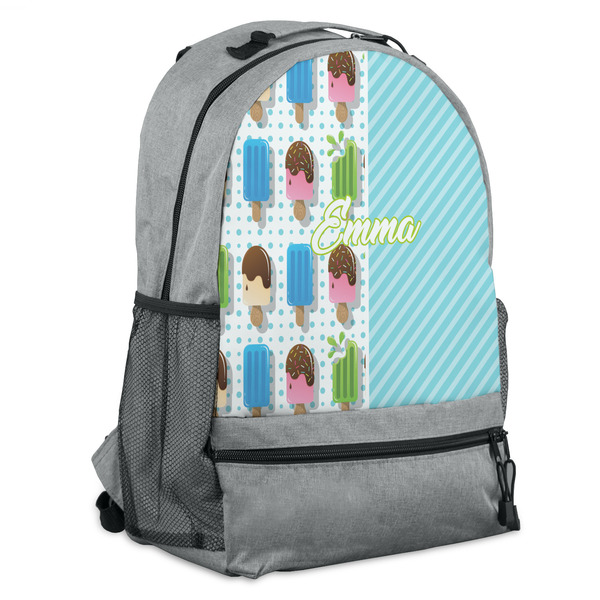 Custom Popsicles and Polka Dots Backpack - Grey (Personalized)