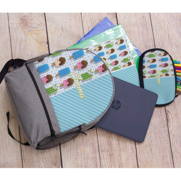 Popsicles and Polka Dots Large Backpack - Gray - With Stuff