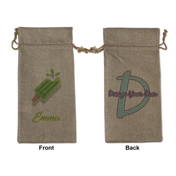 Custom Popsicles and Polka Dots Large Burlap Gift Bag - Front & Back (Personalized)