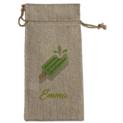 Popsicles and Polka Dots Large Burlap Gift Bag - Front (Personalized)