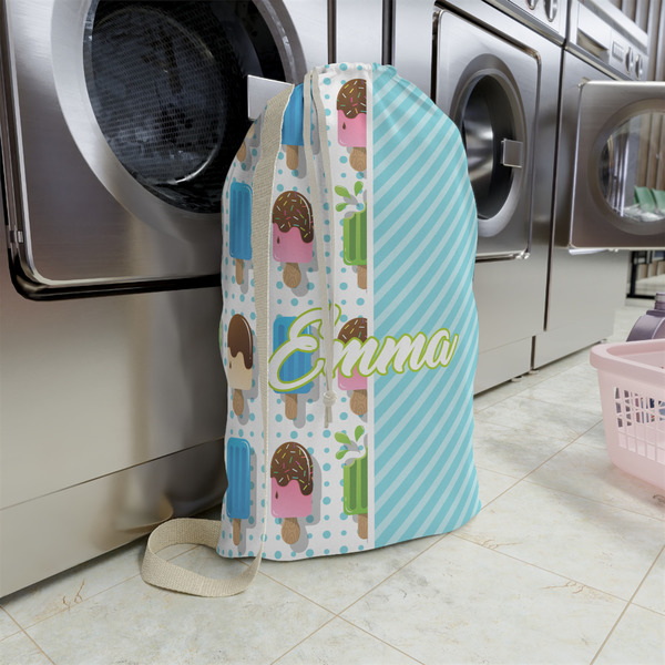 Popsicles and Polka Dots Large Laundry Bag - In Context