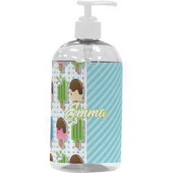 Popsicles and Polka Dots Plastic Soap / Lotion Dispenser (16 oz - Large - White) (Personalized)