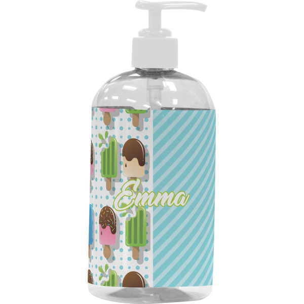 Custom Popsicles and Polka Dots Plastic Soap / Lotion Dispenser (16 oz - Large - White) (Personalized)