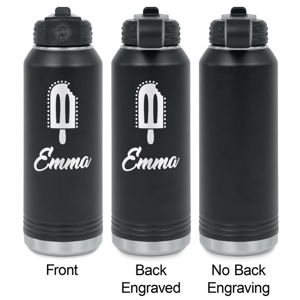 Popsicles and Polka Dots Laser Engraved Water Bottles - 2 Styles - Front & Back View