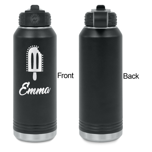 Popsicles and Polka Dots Laser Engraved Water Bottles - Front Engraving - Front & Back View