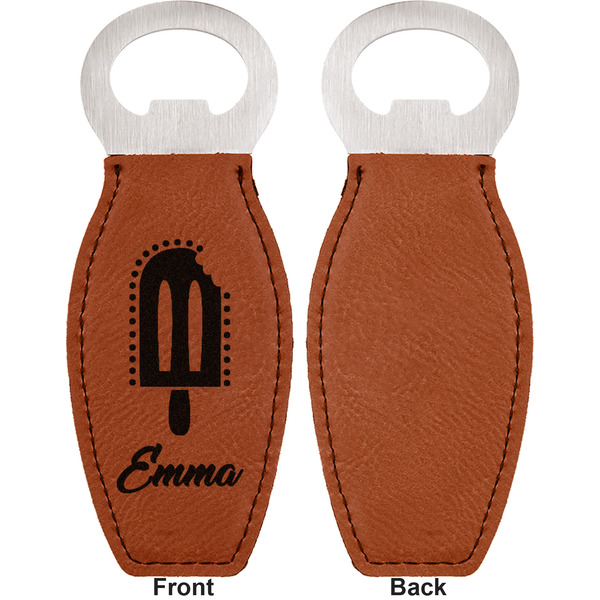 Popsicles and Polka Dots Leather Bar Bottle Opener - Front and Back (single sided)