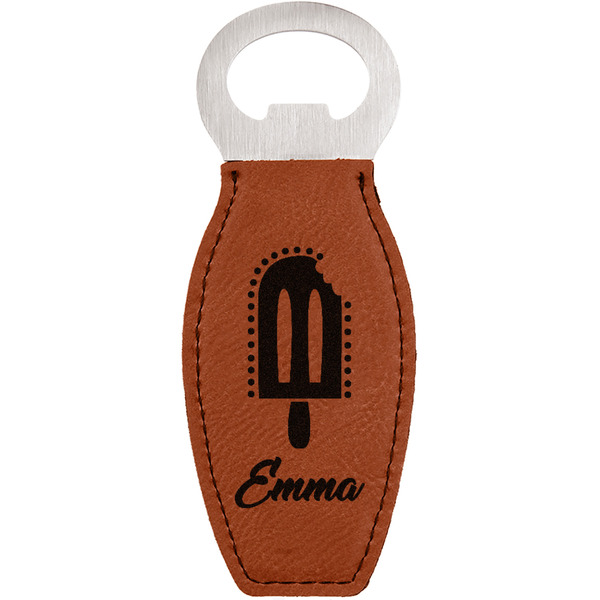 Custom Popsicles and Polka Dots Leatherette Bottle Opener - Double Sided (Personalized)