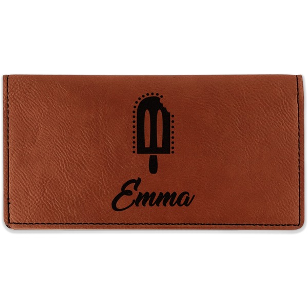 Custom Popsicles and Polka Dots Leatherette Checkbook Holder - Single Sided (Personalized)