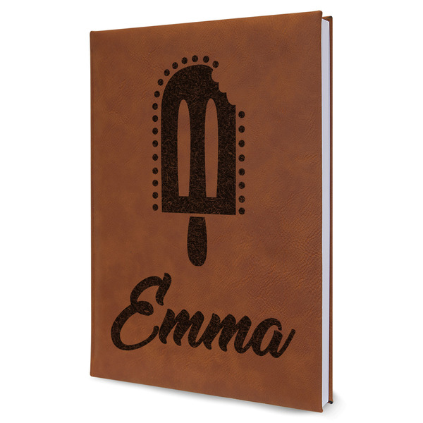 Custom Popsicles and Polka Dots Leather Sketchbook - Large - Double Sided (Personalized)